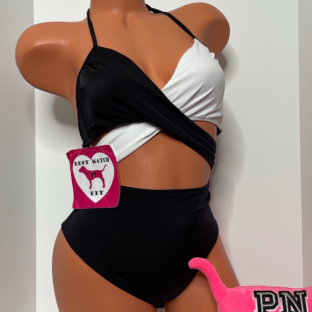 Victoria’s Secret PINK S M L Logo One-piece Swimsuit Criss Cross Cut Out Caged